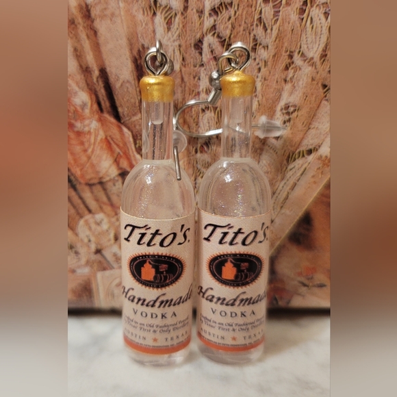 Trendy Handmade Vodka Drop Dangle Earrings - Picture 3 of 3